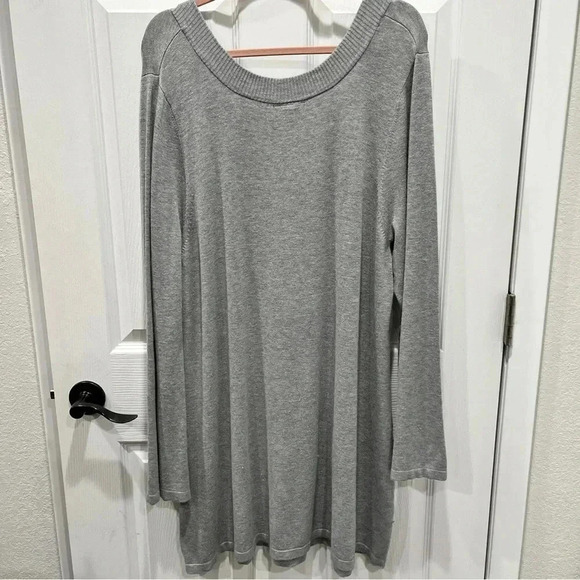 Lane Bryant boxed neck grey pleated sweater long length /lines plus size 22/24 - Picture 3 of 7